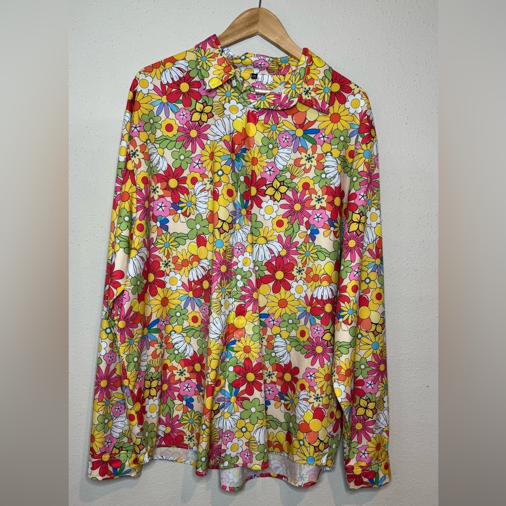 Groovy XXL men’s button down shirt 70s pattern costume casual wear
